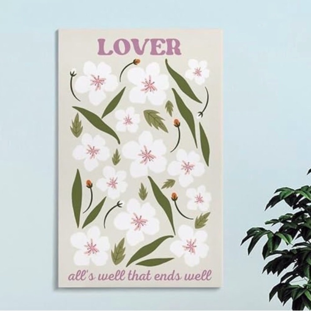 Taylor Swift Lover Floral Canvas Wall Art Print